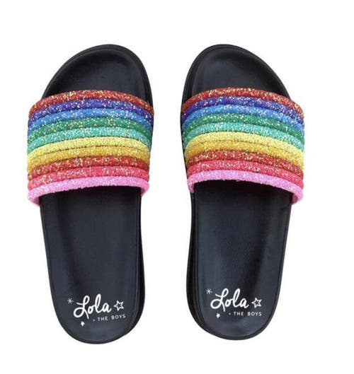 LOLA + THE BOYS LOLA + THE BOYS GLITTER RAINBOW SLIDES