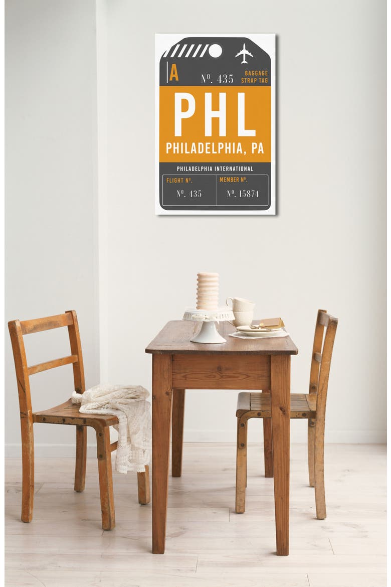 Philadelphia Luggage Tag Wall Art, Alternate, color, ORANGE
