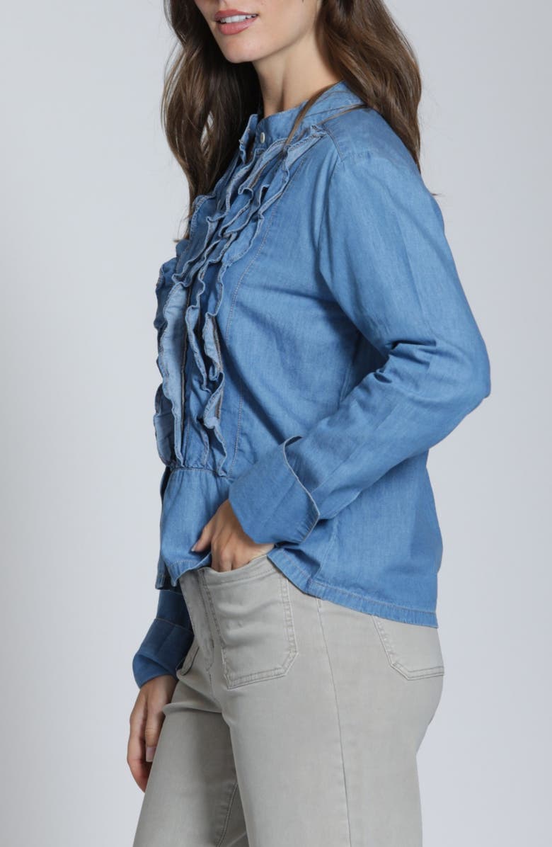 APNY Ruffle Placket Denim Shirt, Alternate, color,