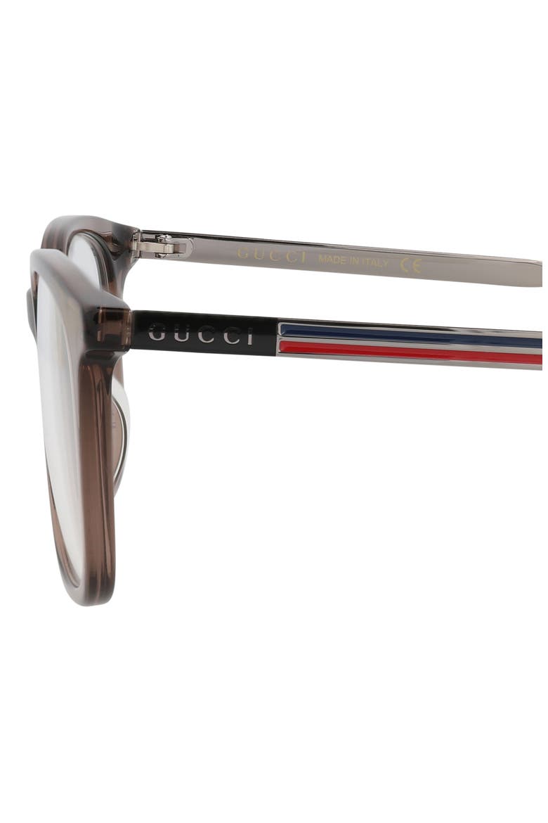 52mm Square Optical Glasses, Alternate, color, BROWN RUTHENIUM TRANSPARENT