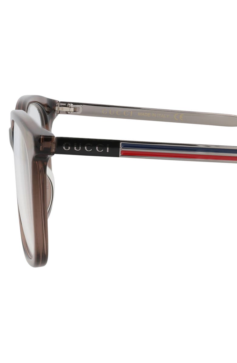 Gucci 52mm Square Optical Glasses, Alternate, color, Brown Ruthenium Transparent