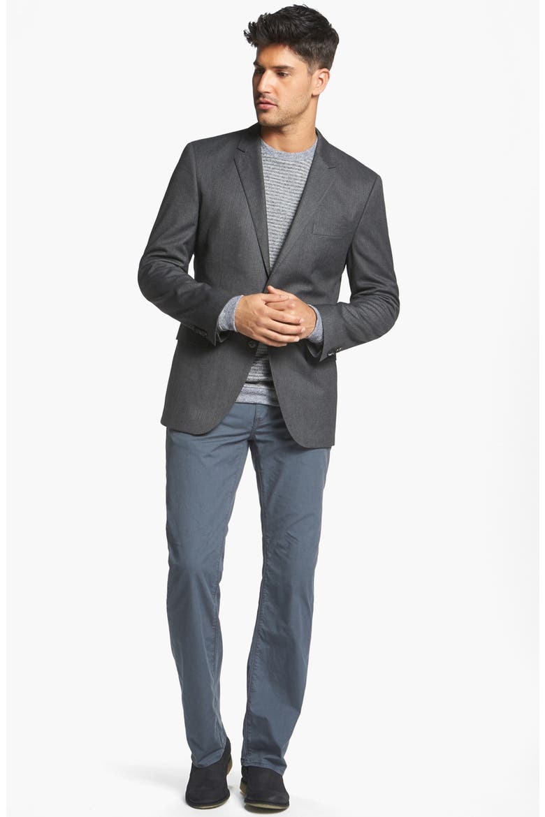 HUGO BOSS 'Abruzzi' Slim Fit Long Sleeve T-Shirt, Alternate, color, CHARCOAL