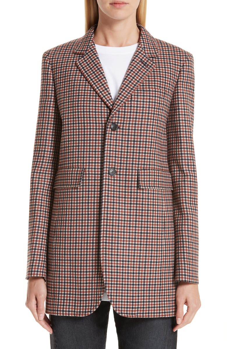 Balenciaga Check Stretch Wool Blazer, Main, color, 