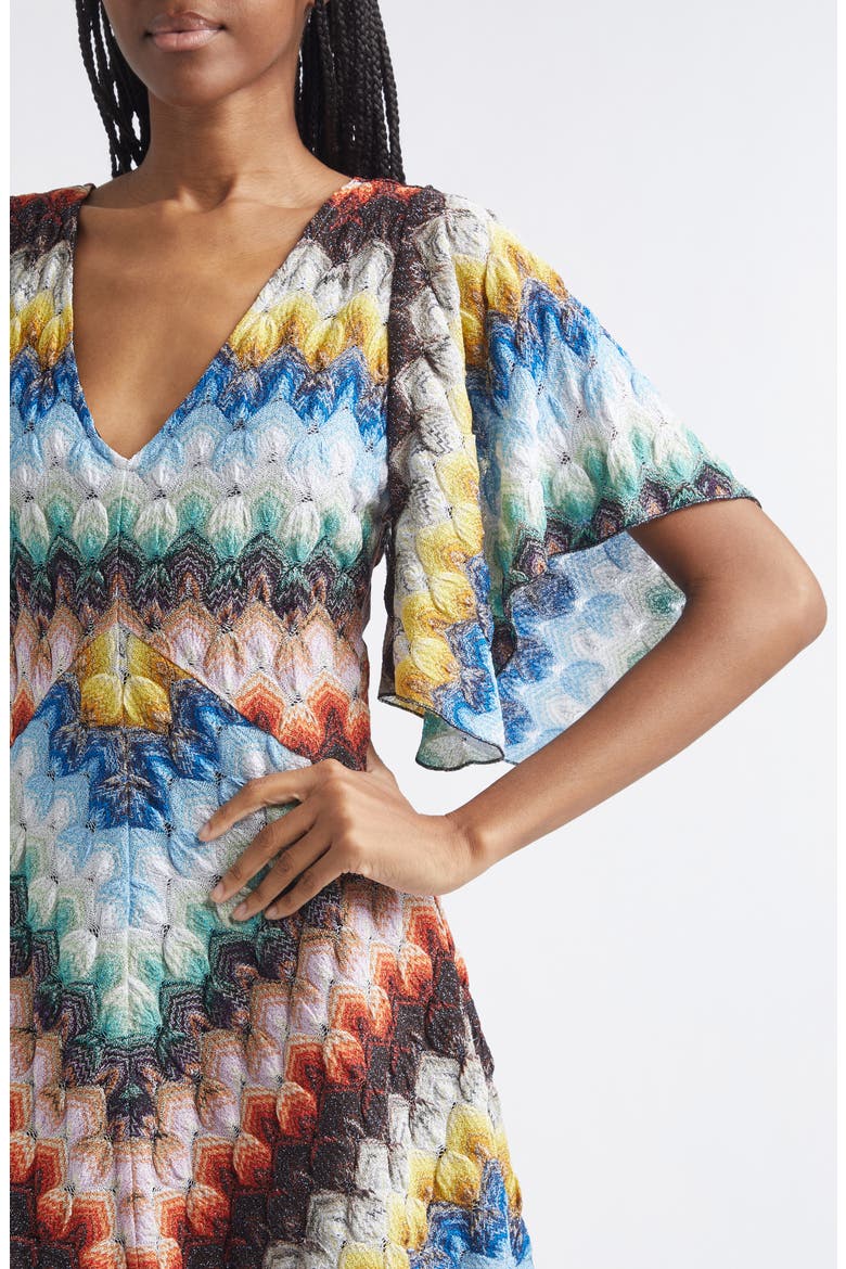 Lace Motif Lamé Minidress, Alternate, color, MULTICOLOR ON BLACK BASE