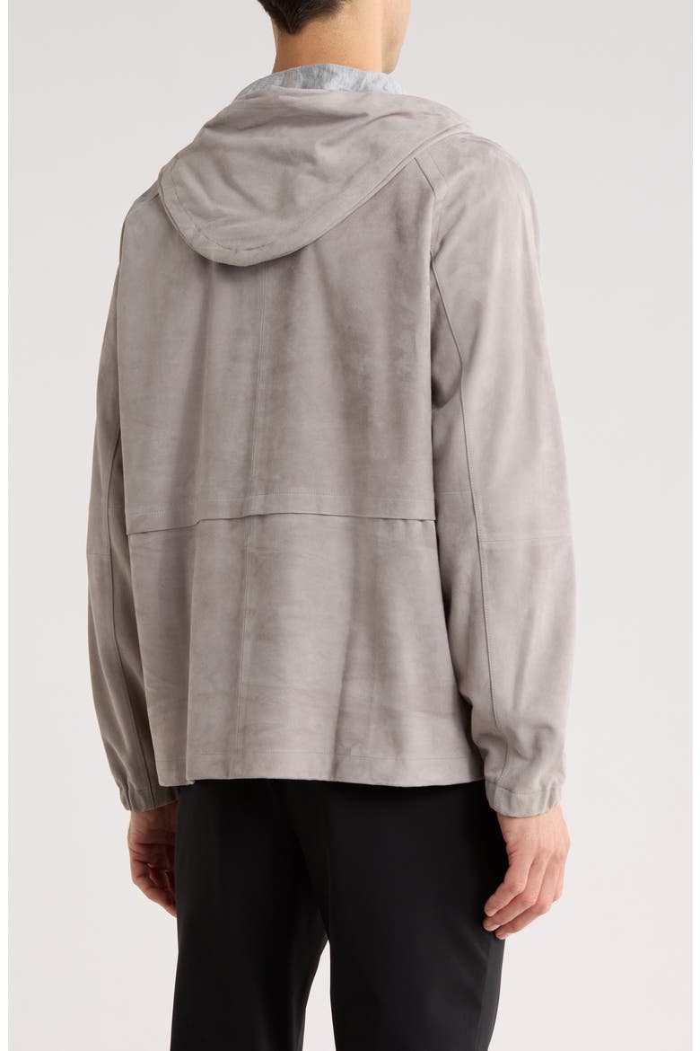 Suede Quarter Zip Hoodie, Alternate, color, LIGHT HAWK
