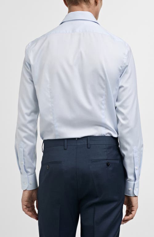 Mango Slim Fit Microprint Cotton Twill Button-up Shirt In Sky Blue