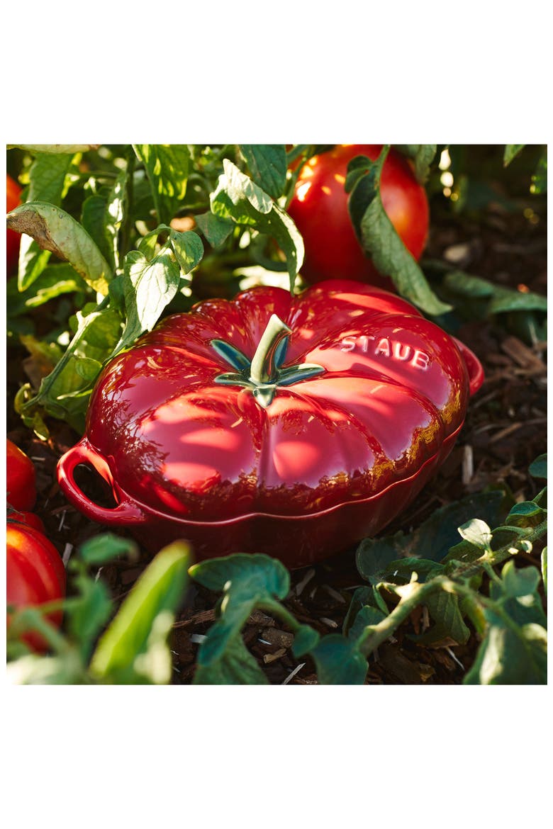 Ceramic Petite Tomato Dish with Lid, Alternate, color, CHERRY