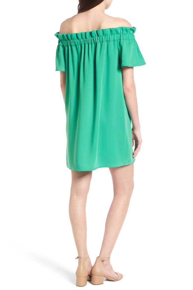 Off the Shoulder Dress, Alternate, color, GREEN