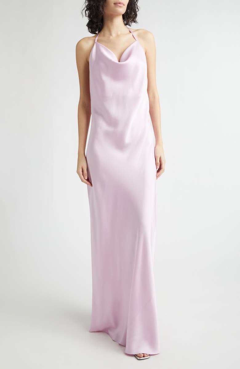 Stella McCartney Envers Satin Cocktail Slipdress, Main, color, Light Orchid