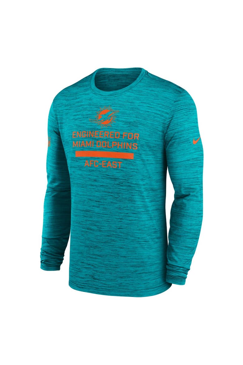 Men's Nike Aqua Miami Dolphins Sideline Velocity Performance Long Sleeve T-Shirt, Alternate, color, Aqua