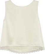 LESET Barb Lace Trim Sleeveless Satin Top