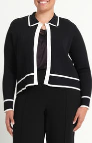 Estelle Gracie Contrast Trim Collared Cardigan