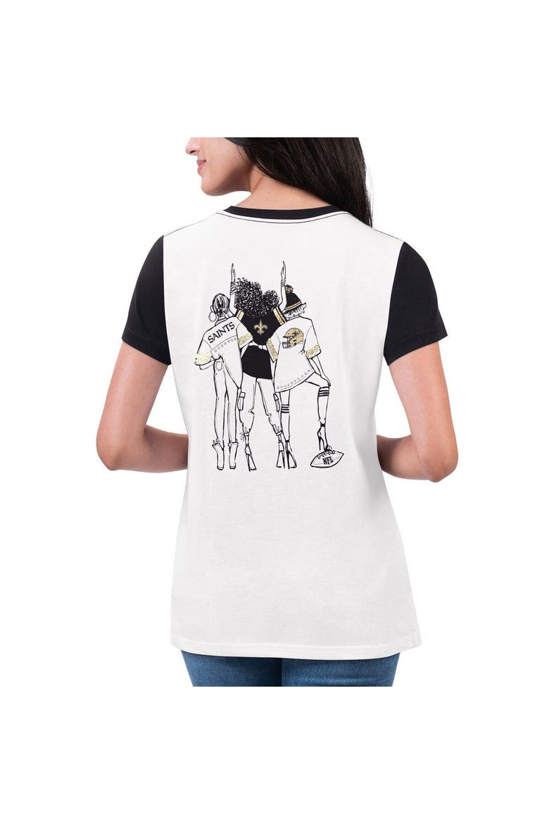 Women's G-III 4Her by Carl Banks White/Black New Orleans Saints Fashion Illustration T-Shirt, Alternate, color, White