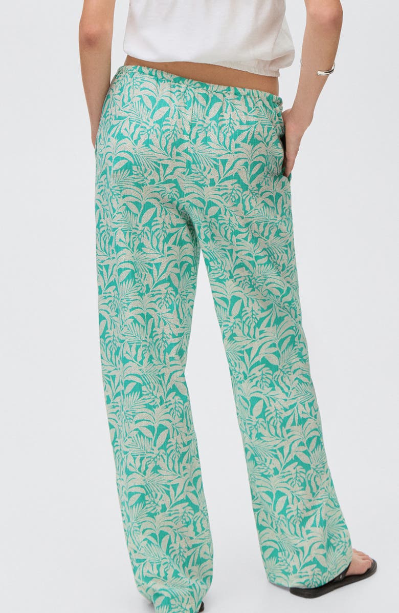 MANGO TEEN Floral Print Wide Leg Pants, Alternate, color, Turquoise