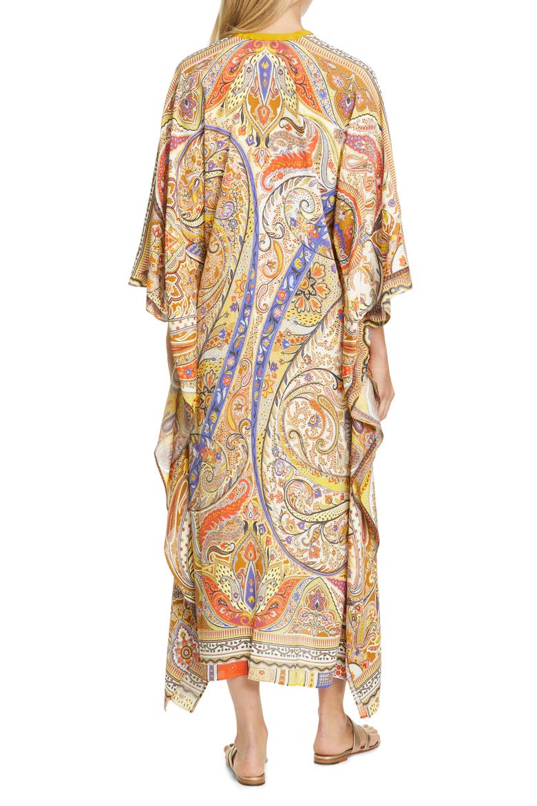 Belted Paisley Cover-Up Caftan, Alternate, color, BEIGE