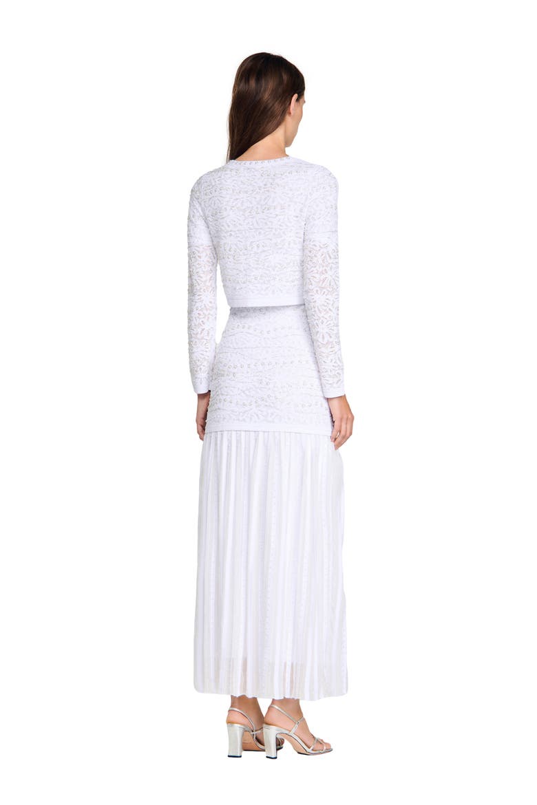 Cropped pearl cardigan, Alternate, color, White