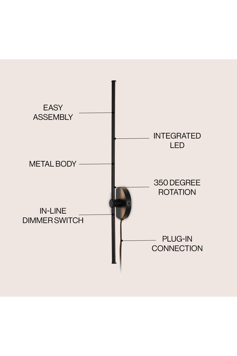 Anton 1-Light Modern Minimalist Iron Adjustable Bar Integrated LED Plug-In Sconce, Alternate, color, Yellow
