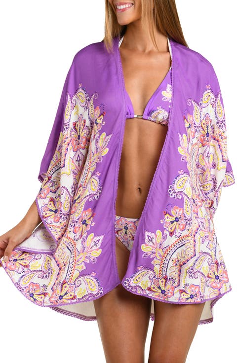Lilac Cascade Kimono Cover-Up