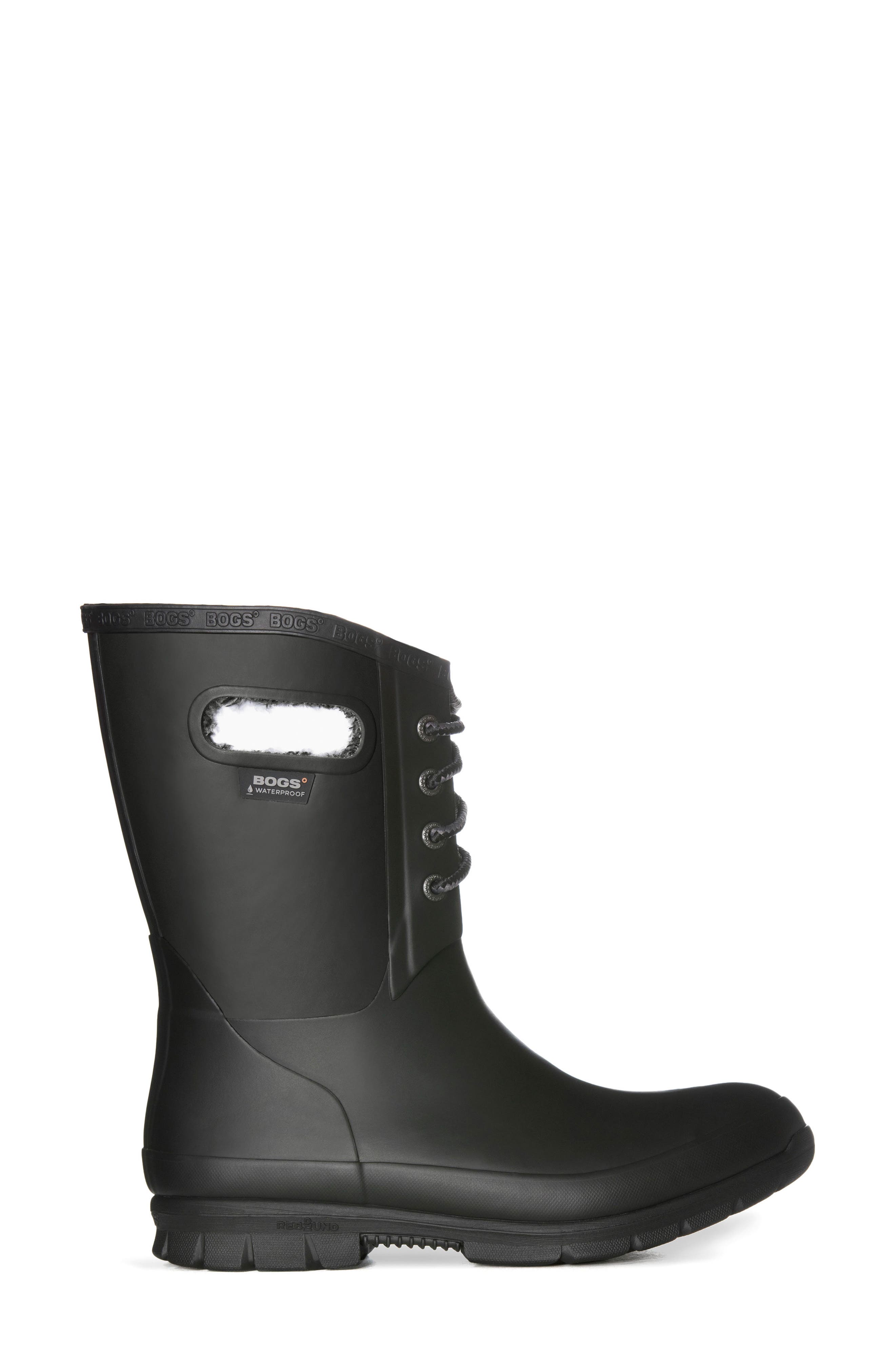 Amanda Plush Waterproof Rain Boot, Alternate, color, BLACK