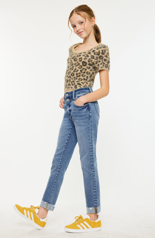 Kancan Kate High Rise Slim Straight Jeans In Brown