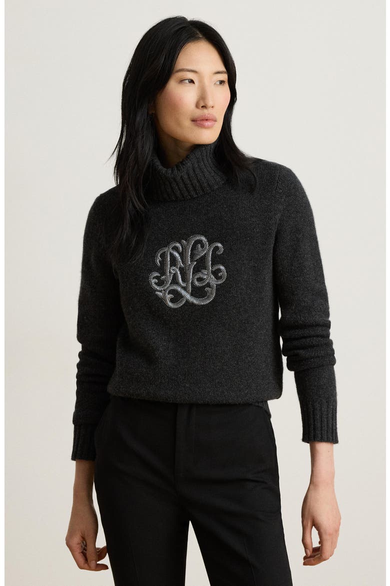 Logo Wool Blend Turtleneck Sweater, Alternate, color, GREY