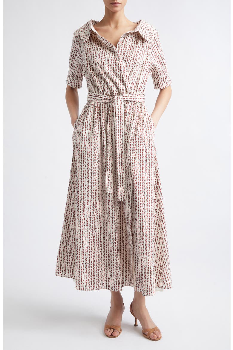 Lydia Stretch Cotton Poplin Midi Shirtdress, Main, color, STRAWBERRY BLUEBELL
