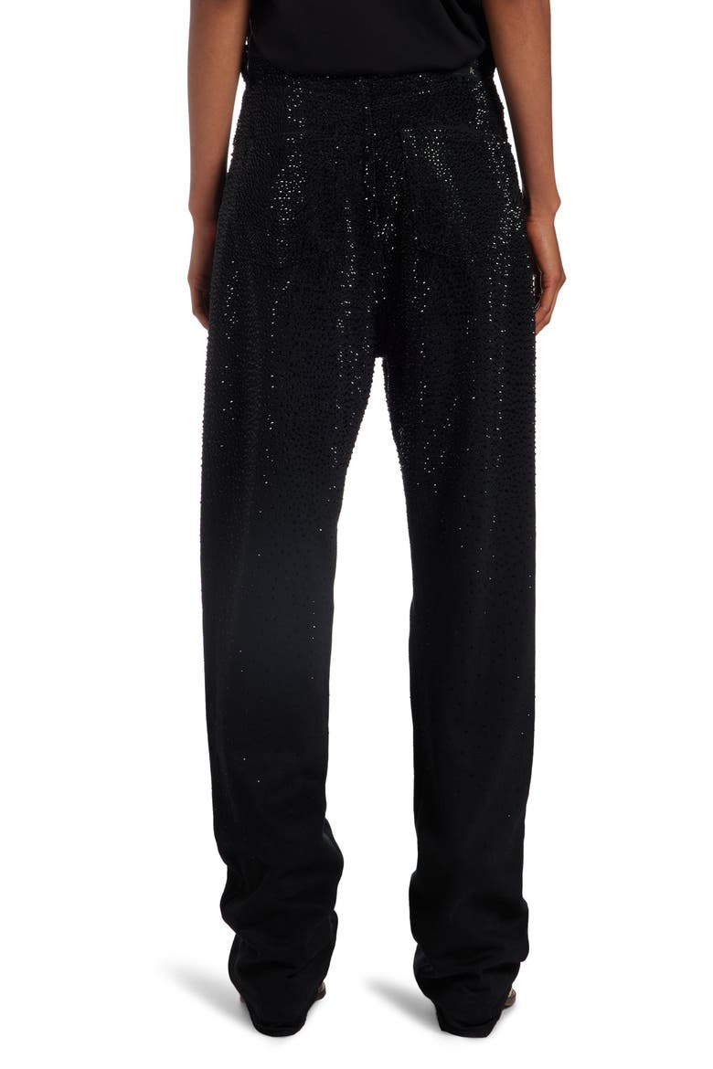 Crystal Embellished Ripped Straight Leg Jeans, Alternate, color, BLACK