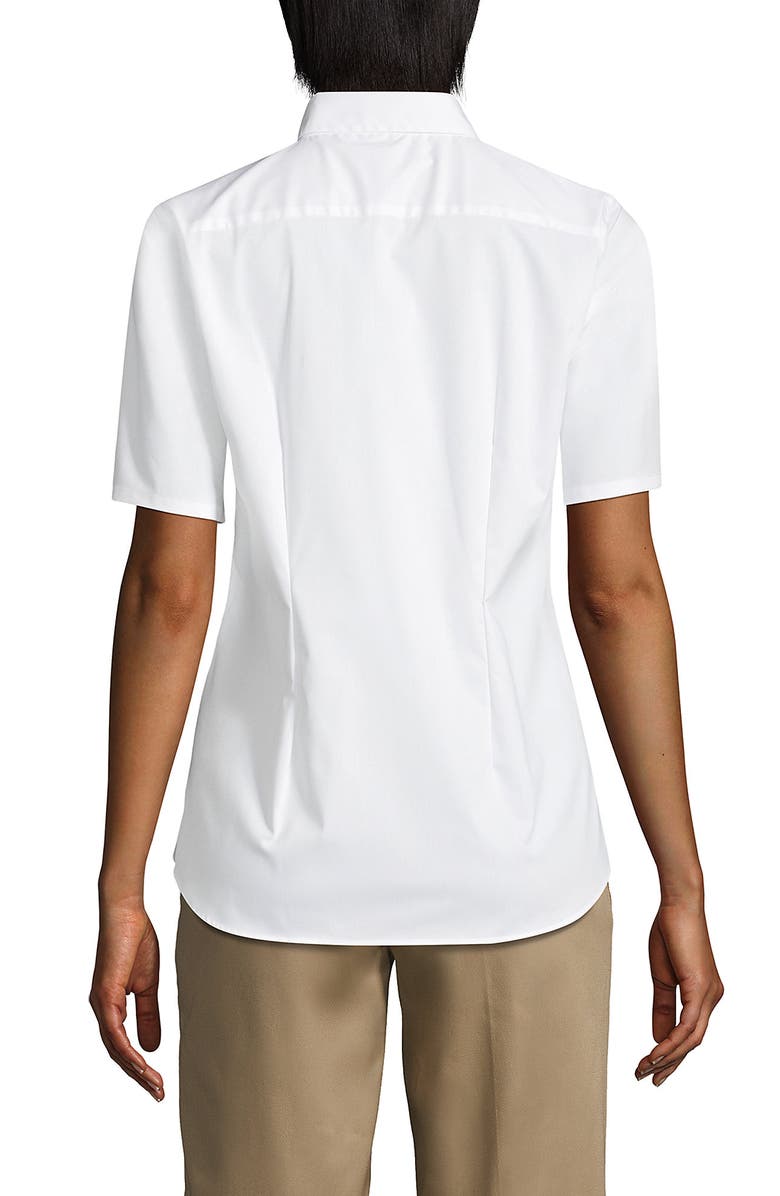 Lands' End School Uniform No Gape Short Sleeve Stretch Shirt, Alternate, color, Pearl White