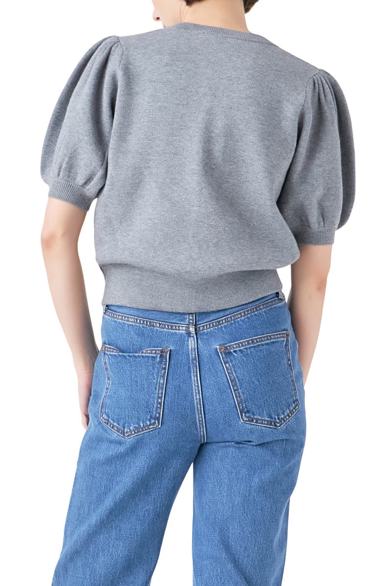 English Factory Puff Sleeve Sweater, Alternate, color, Heather Grey