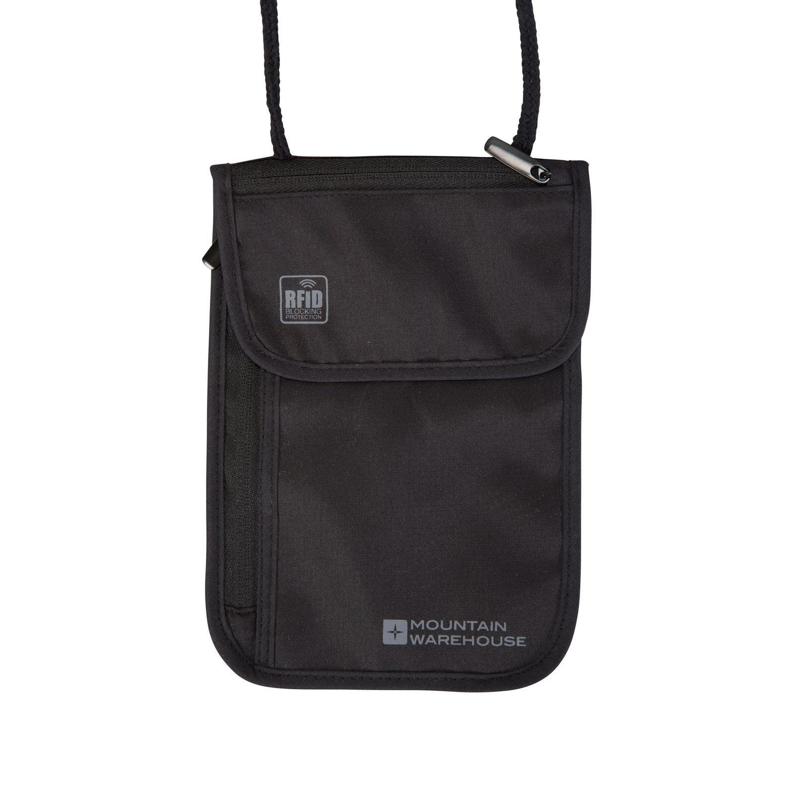 Logo Rfid Blocking Neck Pouch, Main, color, Black