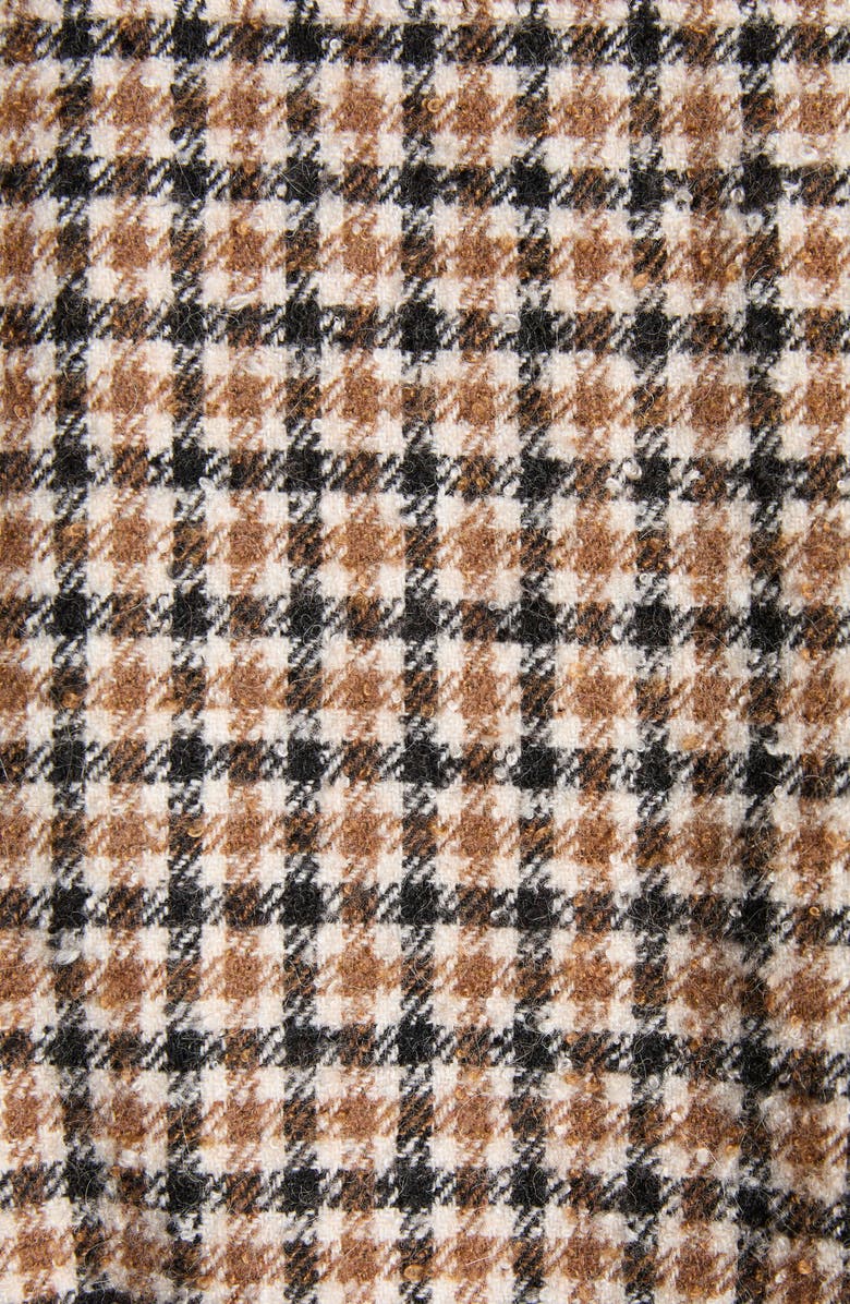 Moncler Houndstooth Wool Blend Blouson Jacket, Alternate, color, Brown/ Beige Check