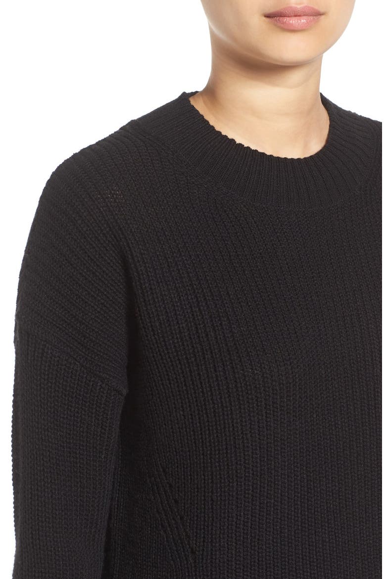 Ribbed Mock Neck Pullover, Alternate, color, BLACK