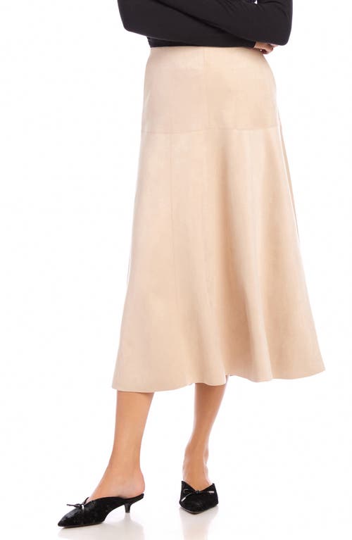Fifteen Twenty Blythe Faux Suede Midi Skirt In Almond In Neutral
