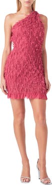 Endless Rose One-Shoulder Mesh Fringe Minidress