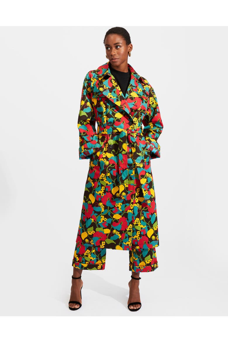Milano Trench Coat Vines Brown, Main, color, Vines Brown