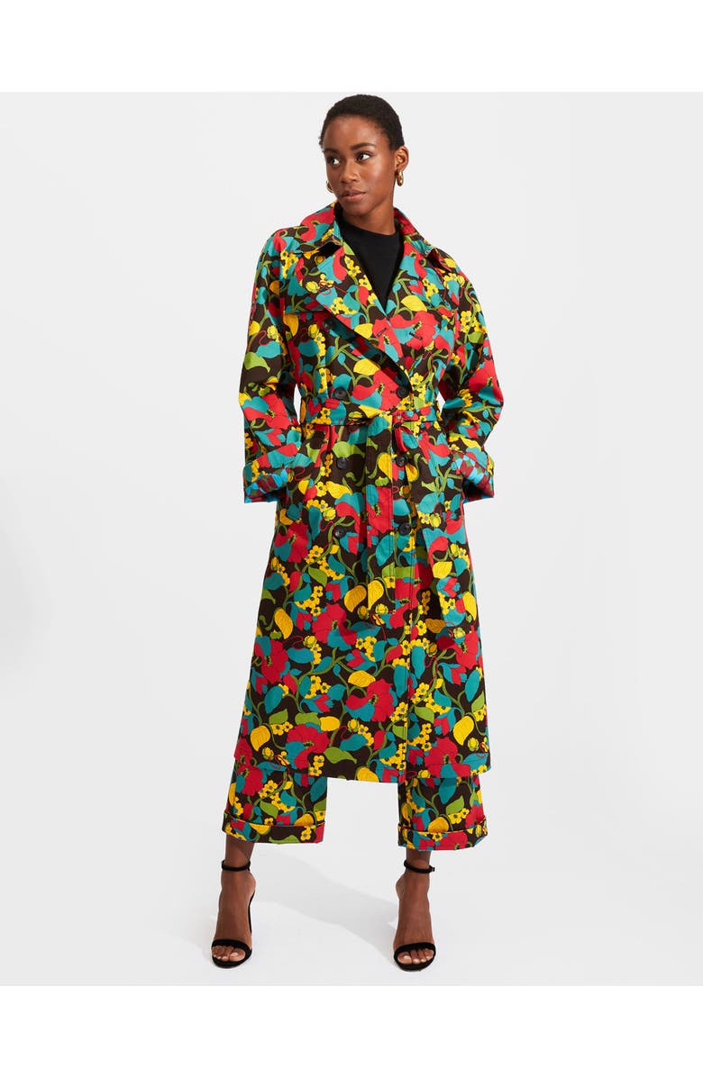 La DoubleJ Milano Trench Coat Vines Brown, Main, color, Vines Brown