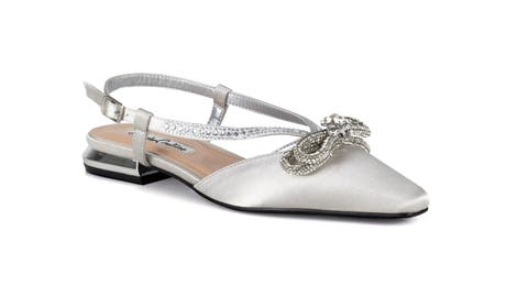 Rhinestone Bow Flat Slingback  Sandal