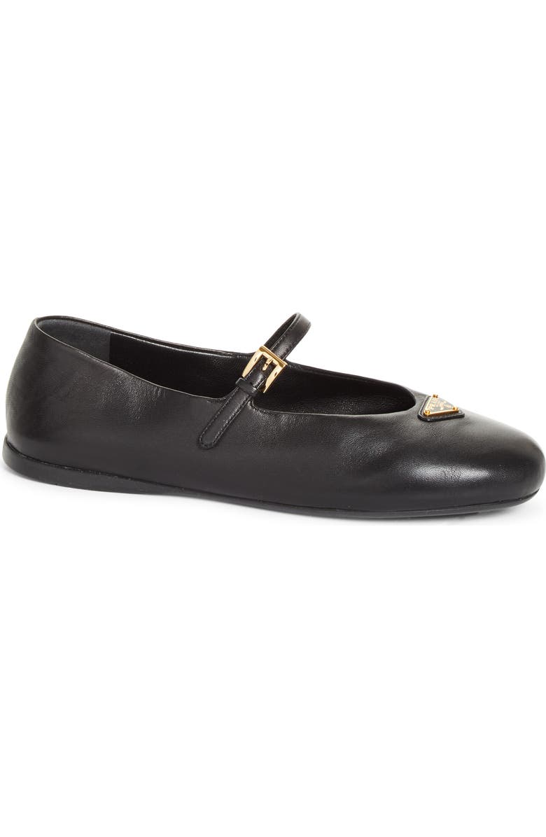 Prada Logo Mary Jane Flat, Alternate, color, Nero