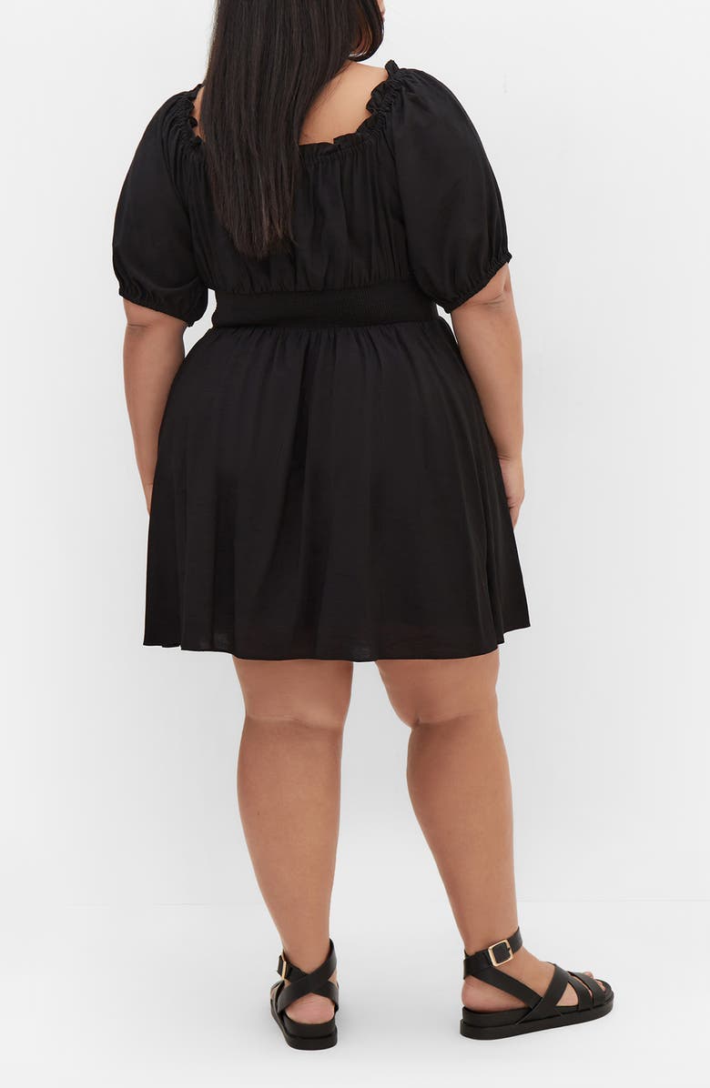 City Chic Mela Puff Sleeve Fit & Flare Dress, Alternate, color, Black