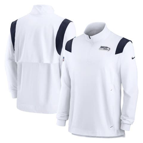 Men's Nike White Seattle Seahawks Sideline Coaches Chevron Lockup Quarter-Zip Top