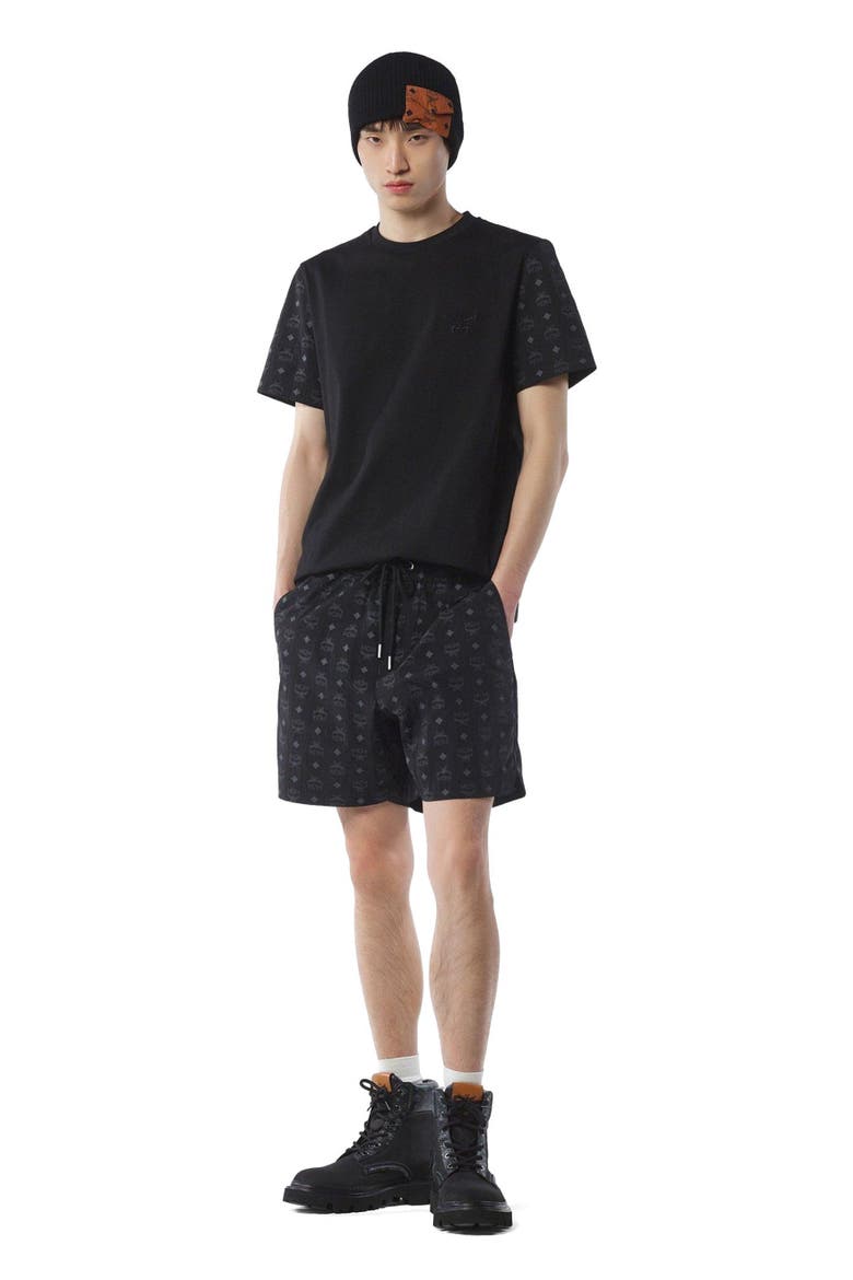 Monogram Print Shorts in ECONYL®, Main, color, Black