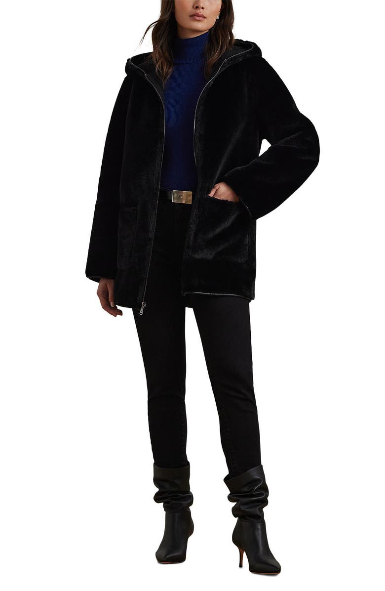 Lauren Ralph Lauren Reversible Hooded Faux Fur Coat, Alternate, color,