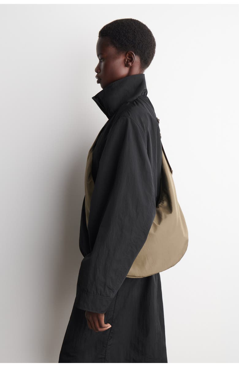 COS Curved Crossbody Bag - Crinkled-Shell, Alternate, color, Dark Beige