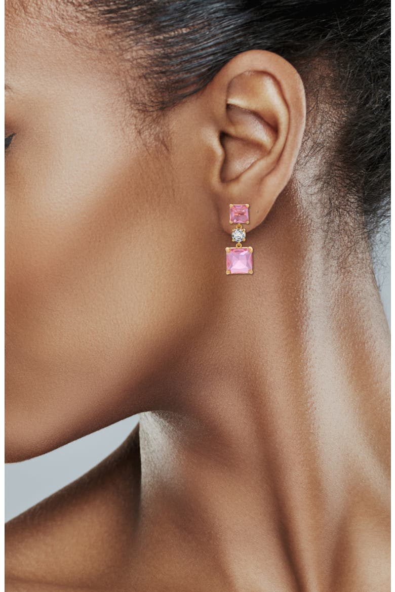 Ariana Cubic Zirconia Drop Earrings, Alternate, color, PINK