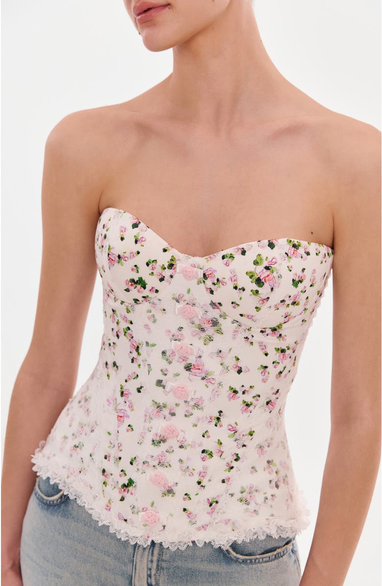 Milla Romantic Corset With Rosebud Appliques, Alternate, color, Apple Blossom