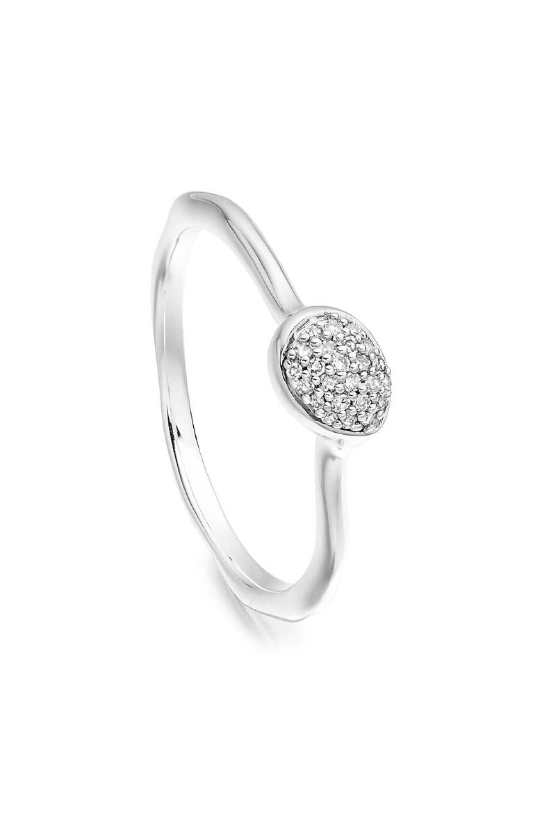Siren Small Pavé Diamond Stacking Ring, Alternate, color, SILVER/ DIAMOND