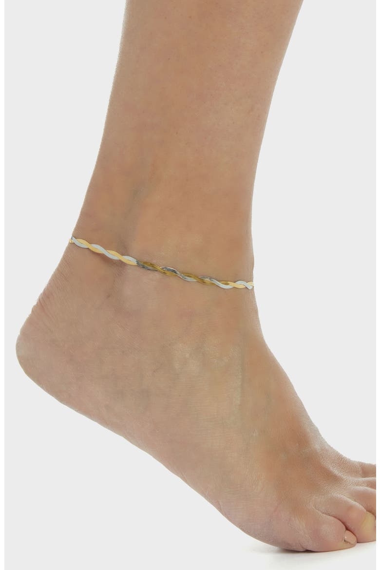 Twisted Chain Anklet, Alternate, color, GOLD/ SILVER