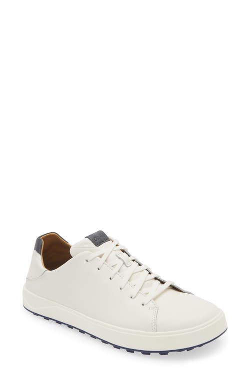 OluKai Wai'Alae Waterproof Leather Golf Shoe in White/White 