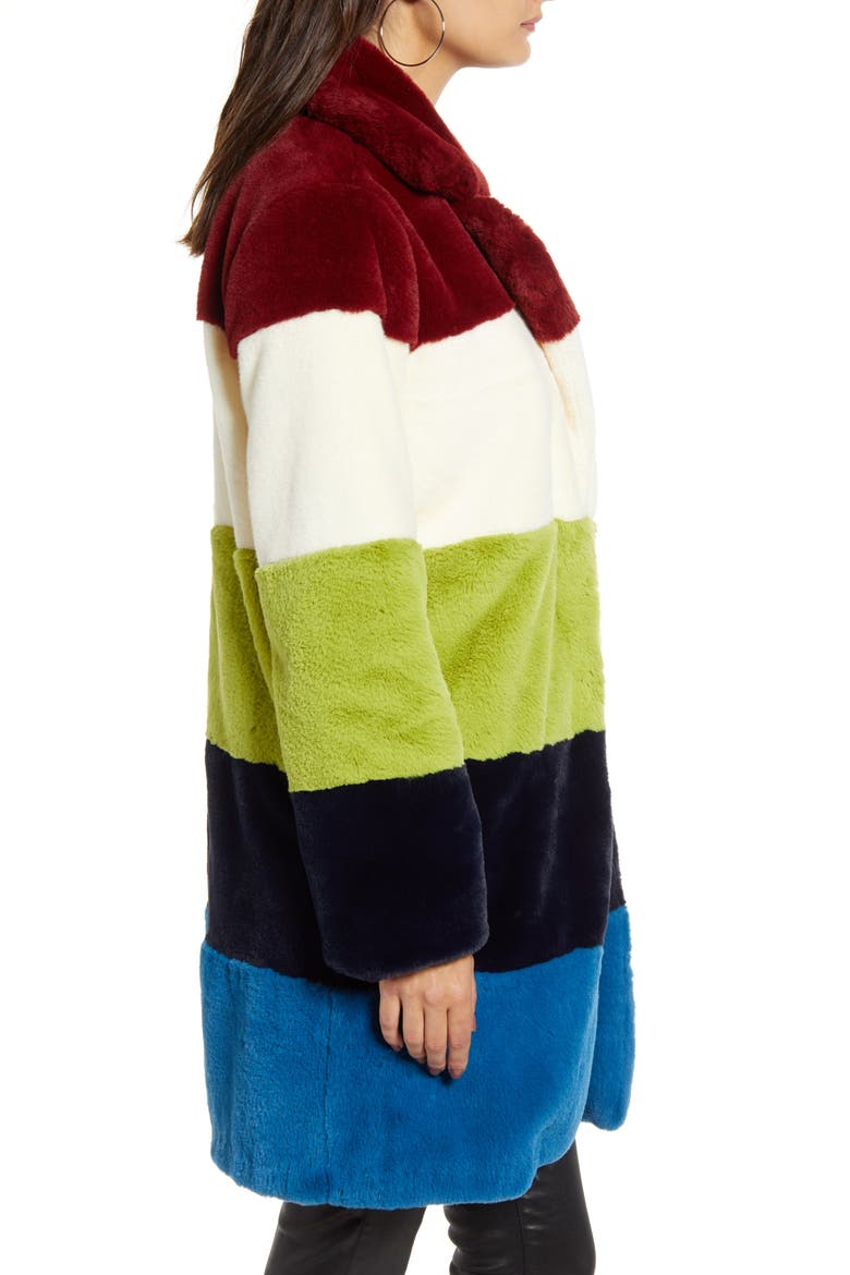 Super Nova Colorblock Faux Fur Jacket, Alternate, color, SUPER NOVA