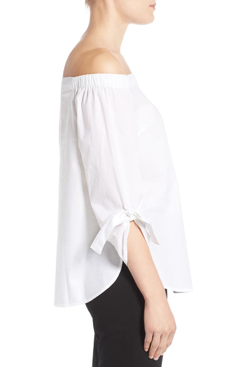 Tie Sleeve Off the Shoulder Top, Alternate, color, WHITE